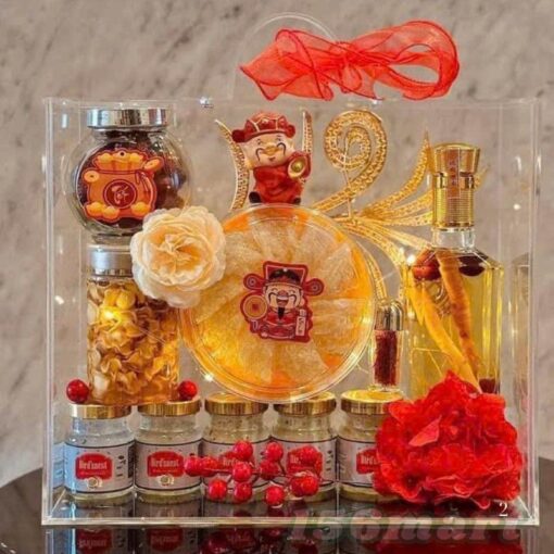 Hộp Vali Bát Giác Mica Đựng Quà Tết